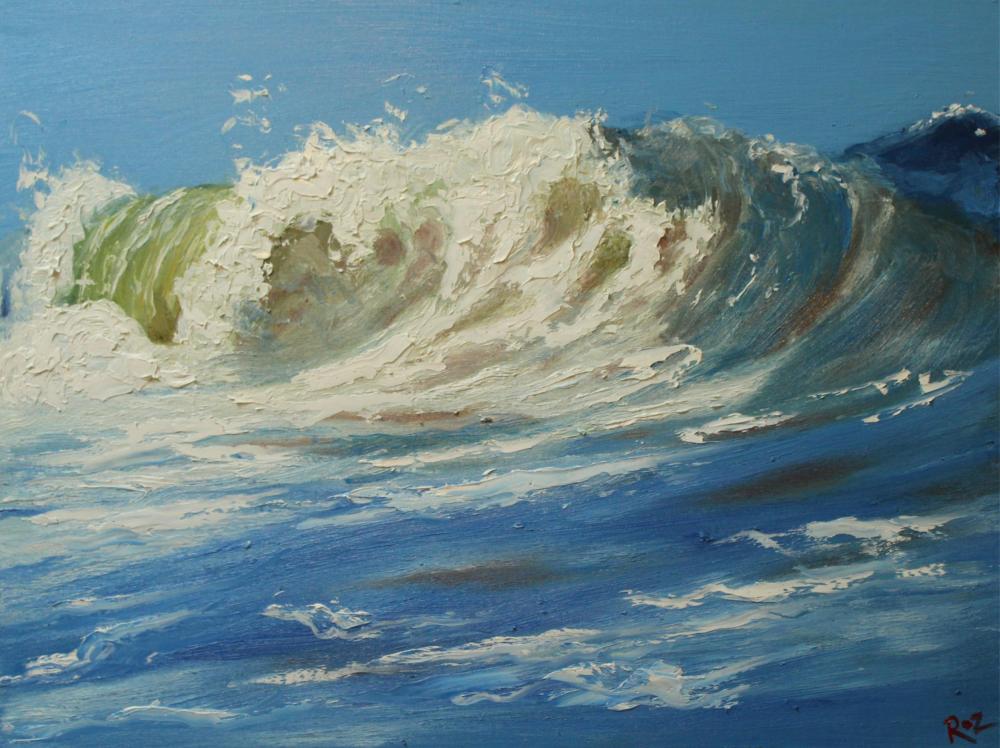 Wave Oil Painting 24 - 18x24" Original Oil Painting Impressionism By Roz