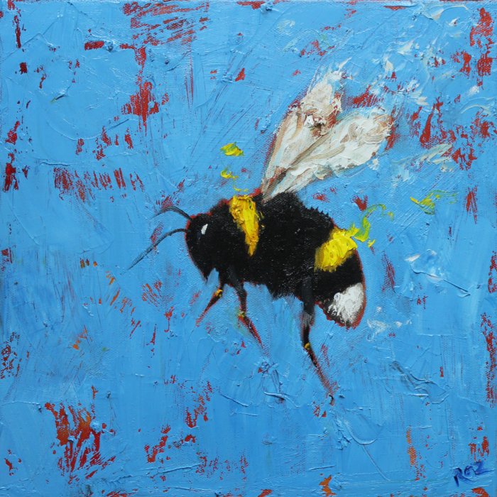 Bee 249 12x12" Original Oil Painting By Roz